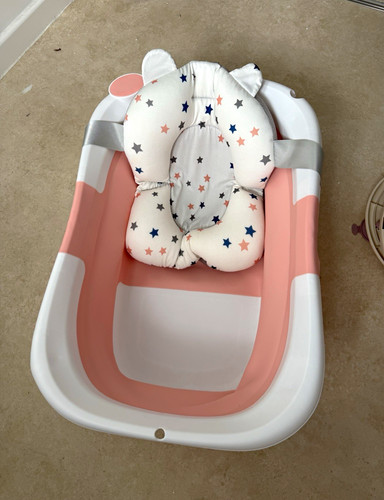 Pink white baby bath - white,