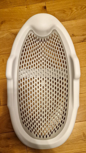 White plastic baby bath seat - plastic,